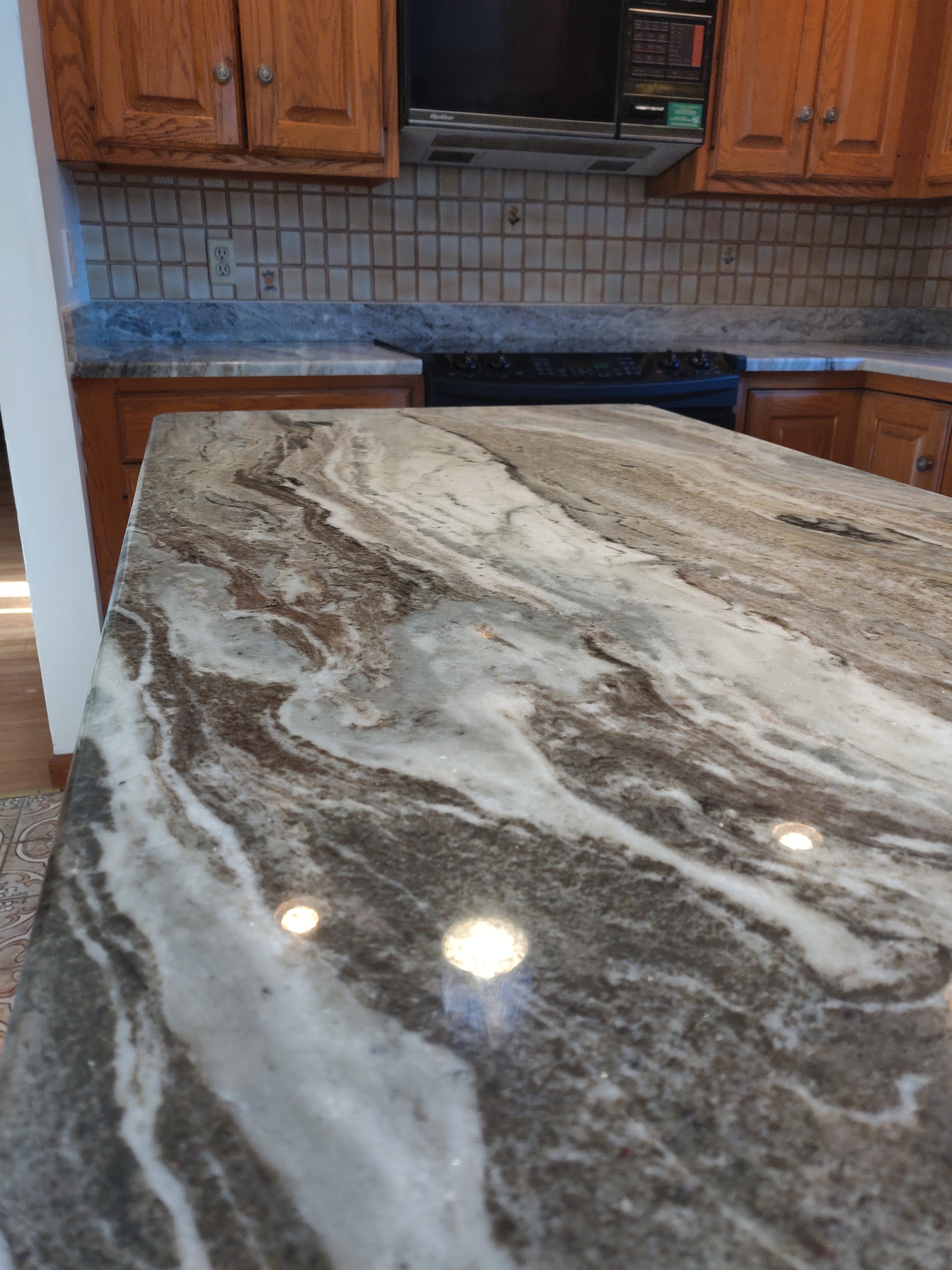 Natural granite veining close-up