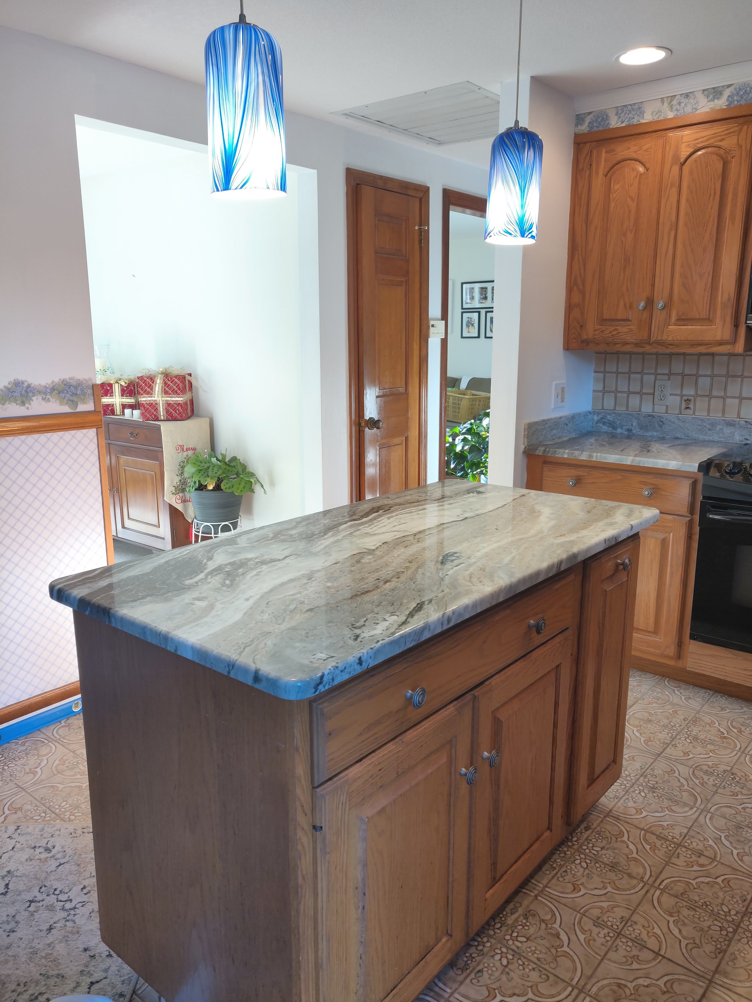 Granite countertop with window view