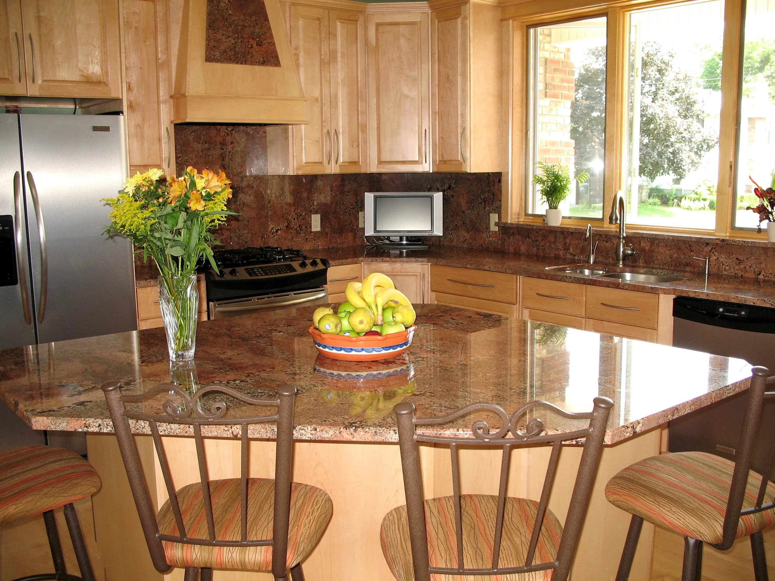 Granite kitchen island and countertop detail